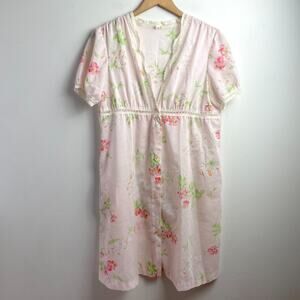 Vintage 80s Summer House Dress Size‎ S-M Lace Trim Cottage Granny Nonna Dainty